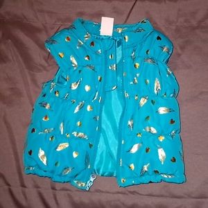 Puffer Vest with feathers, 2t, teal